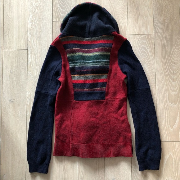 PRELOVED Handcut 100% Reclaimed Wool Knit Striped Cardigan Sweater Size L - Picture 11 of 14